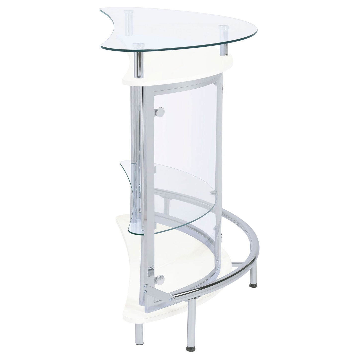 Strick - Freestanding Glass Top Home Bar Wine Cabinet - White