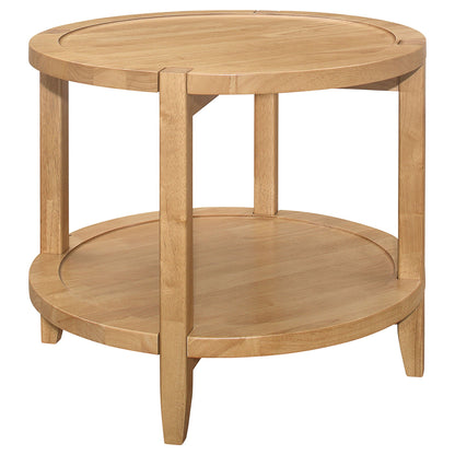 Camillo 2-piece Round Coffee and End Table Set Maple
