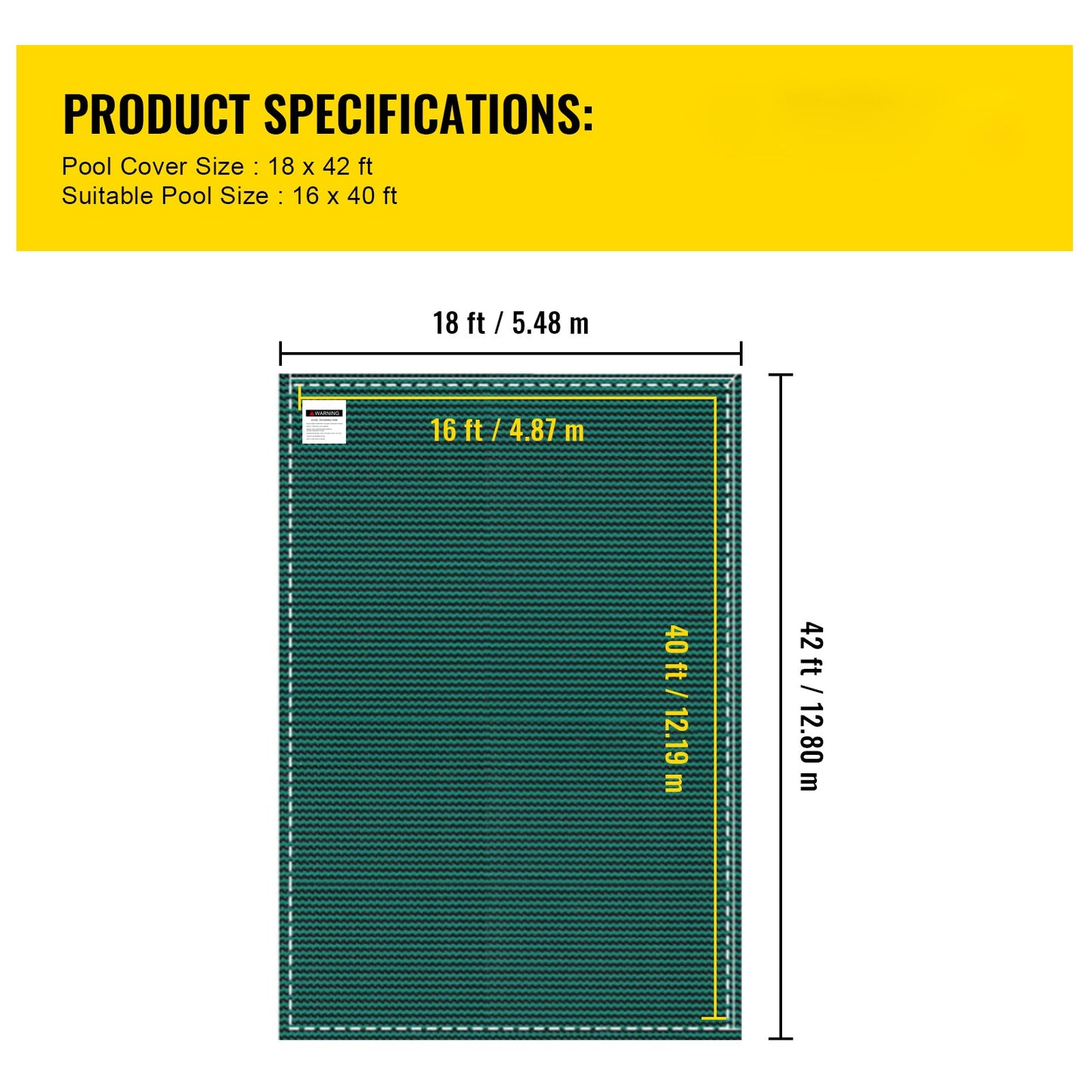 Pool Safety Cover 16x40 Ft, Inground Rectangle Cover