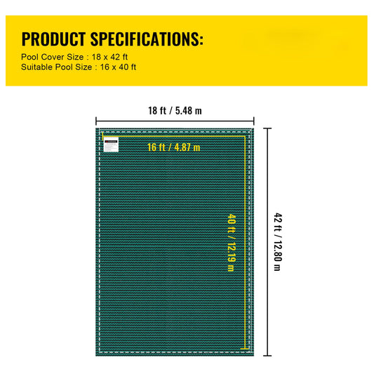 Pool Safety Cover 16x40 Ft, Inground Rectangle Cover