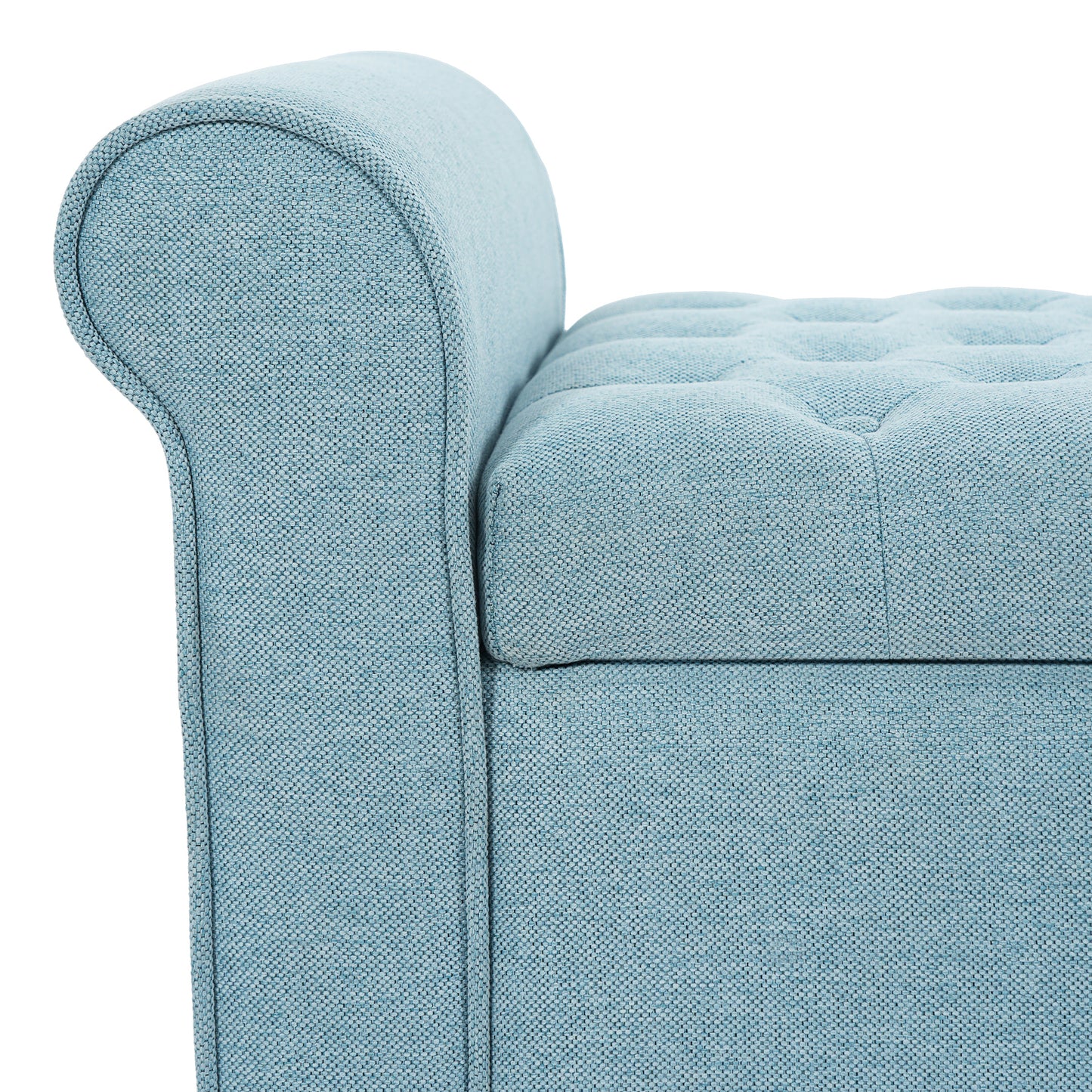 Light Blue Tufted Storage Bench