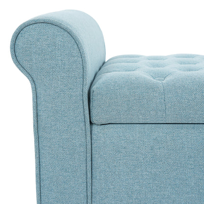 Light Blue Tufted Storage Bench