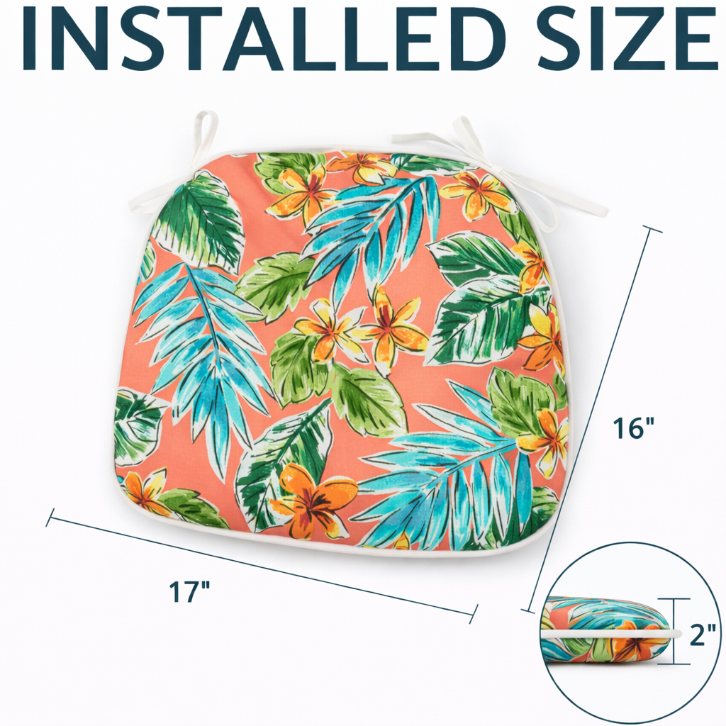 Outdoor Patio Chair Cushions Set of 4 - Bright Coral