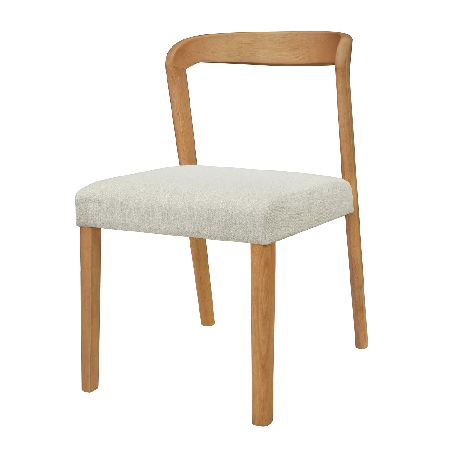 Solid Rubber Wood Dining Chairs (Natural Oak + Beige) Set of 2