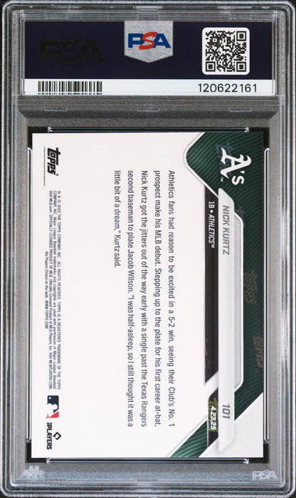 Graded 2025 Topps Now Nick Kurtz #101 Rookie RC Baseball Card PSA 9 Mint