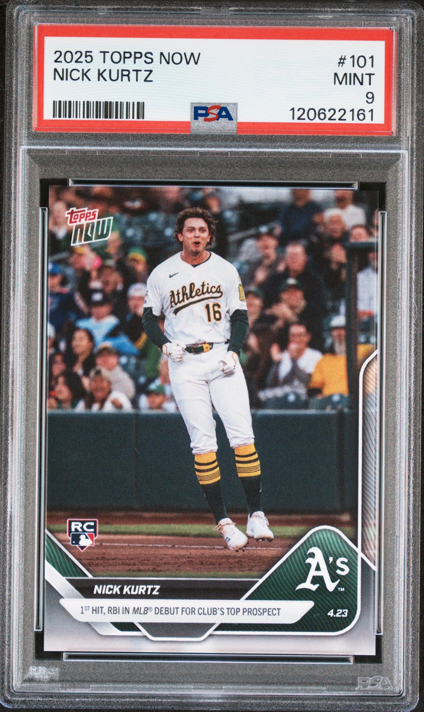 Graded 2025 Topps Now Nick Kurtz #101 Rookie RC Baseball Card PSA 9 Mint