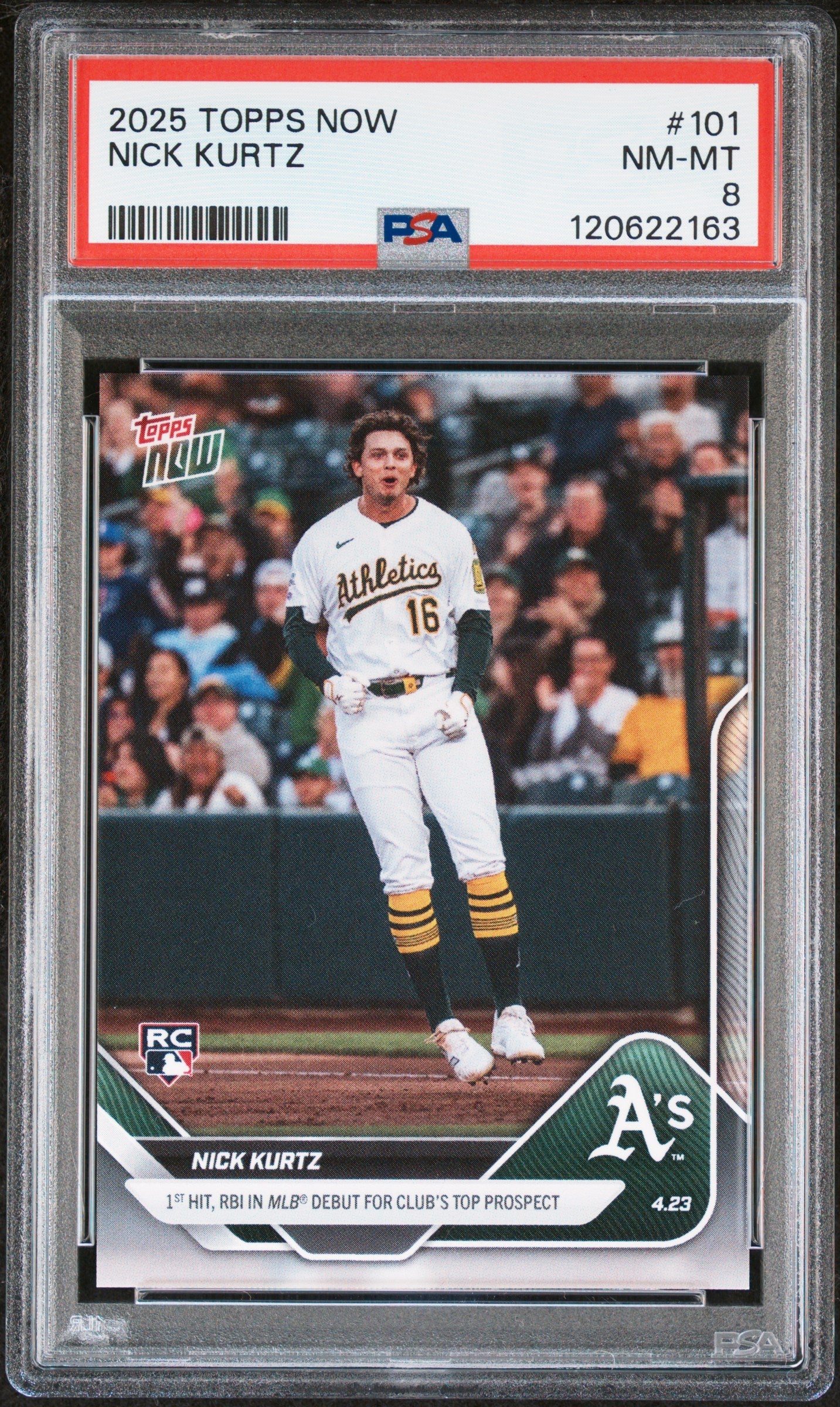 Graded 2025 Topps Now Nick Kurtz #101 Rookie RC Baseball Card PSA 8 Near Mint