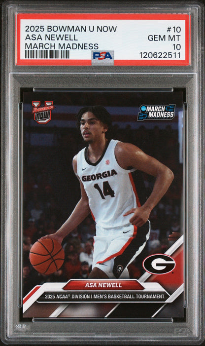 Graded 2025 Topps Bowman U Now Asa Newell #10 March Madness Rookie RC Basketball Card PSA 10 Gem Mint