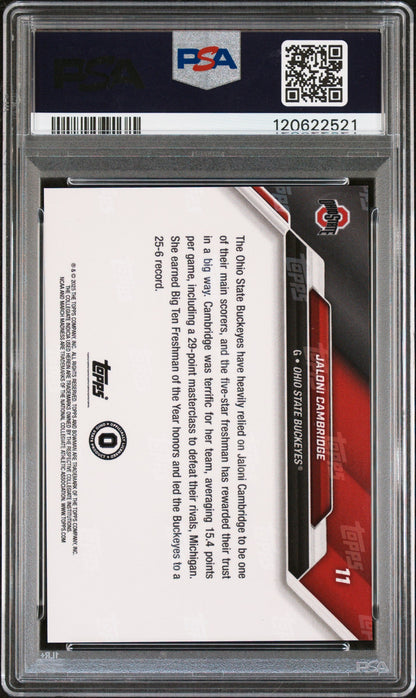 Graded 2025 Topps Bowman U Now Jaloni Cambridge #11 March Madness Black Rookie RC Basketball Card PSA 10 Gem Mint