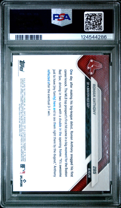 Graded 2025 Topps Now Roman Anthony #285 Black Foil /10 Rookie RC Baseball Card PSA 10 Gem Mint