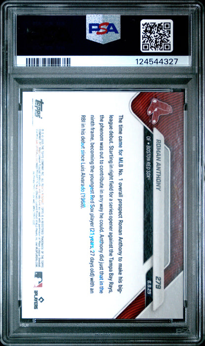 Graded 2025 Topps Now Roman Anthony #279 Gold Foil /50 Rookie RC Baseball Card PSA 9 Mint