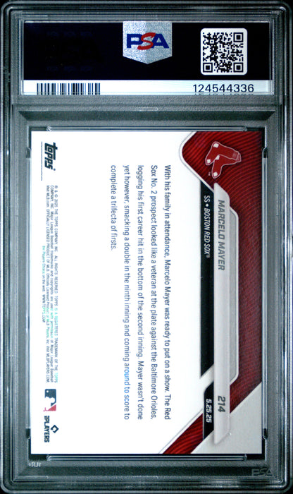 Graded 2025 Topps Now Marcelo Mayer #214 Rookie RC Baseball Card PSA 7 Near Mint