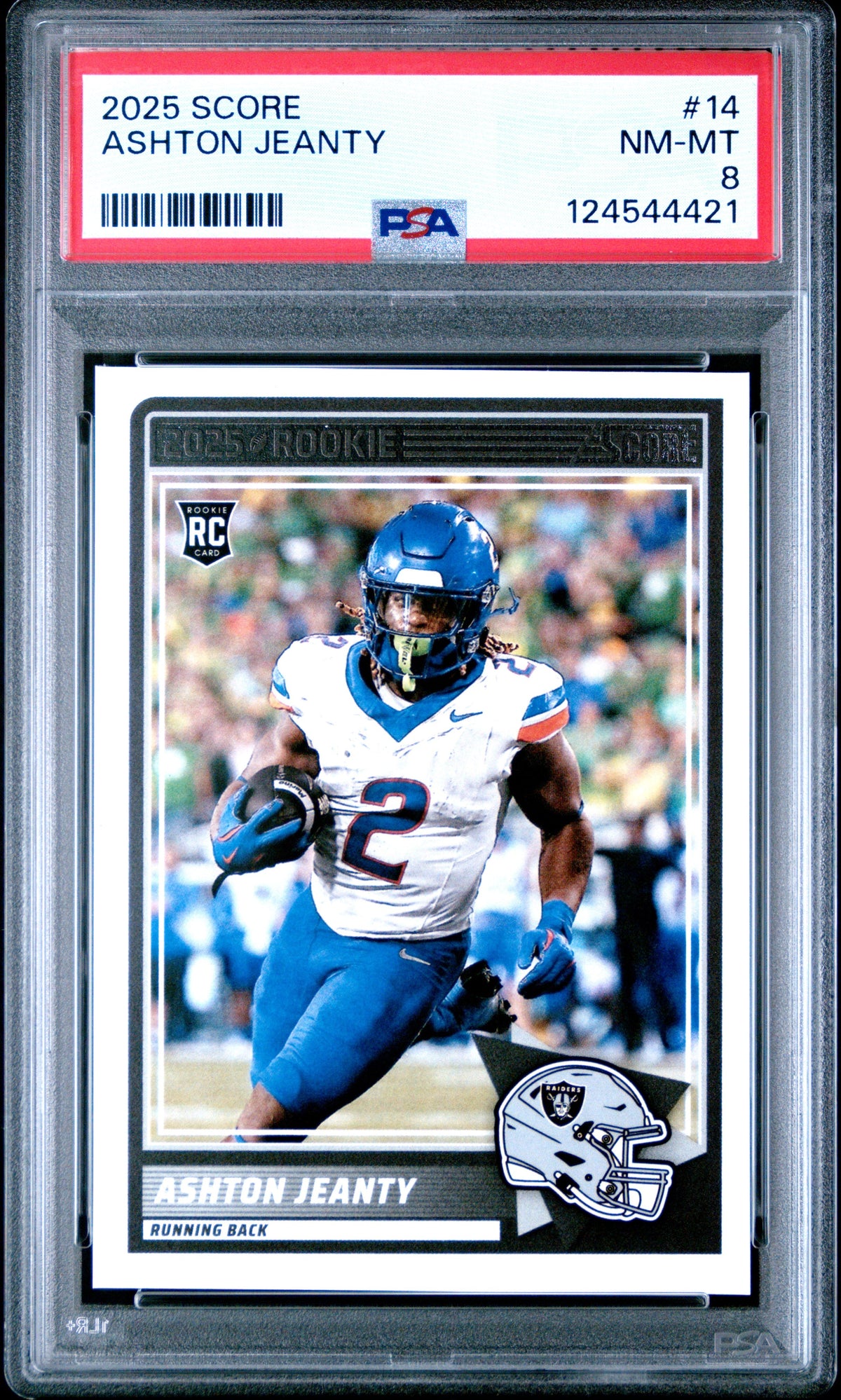 Graded 2025 Panini Score Ashton Jeanty #14 Rookie RC Football Card PSA 8 Near Mint
