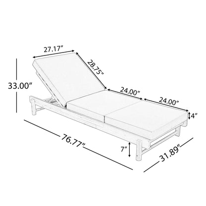 Light Teak Acacia Wood Chaise Lounge Set