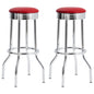 Retro Upholstered Metal Swivel Bar Stool Red (Set of 2)