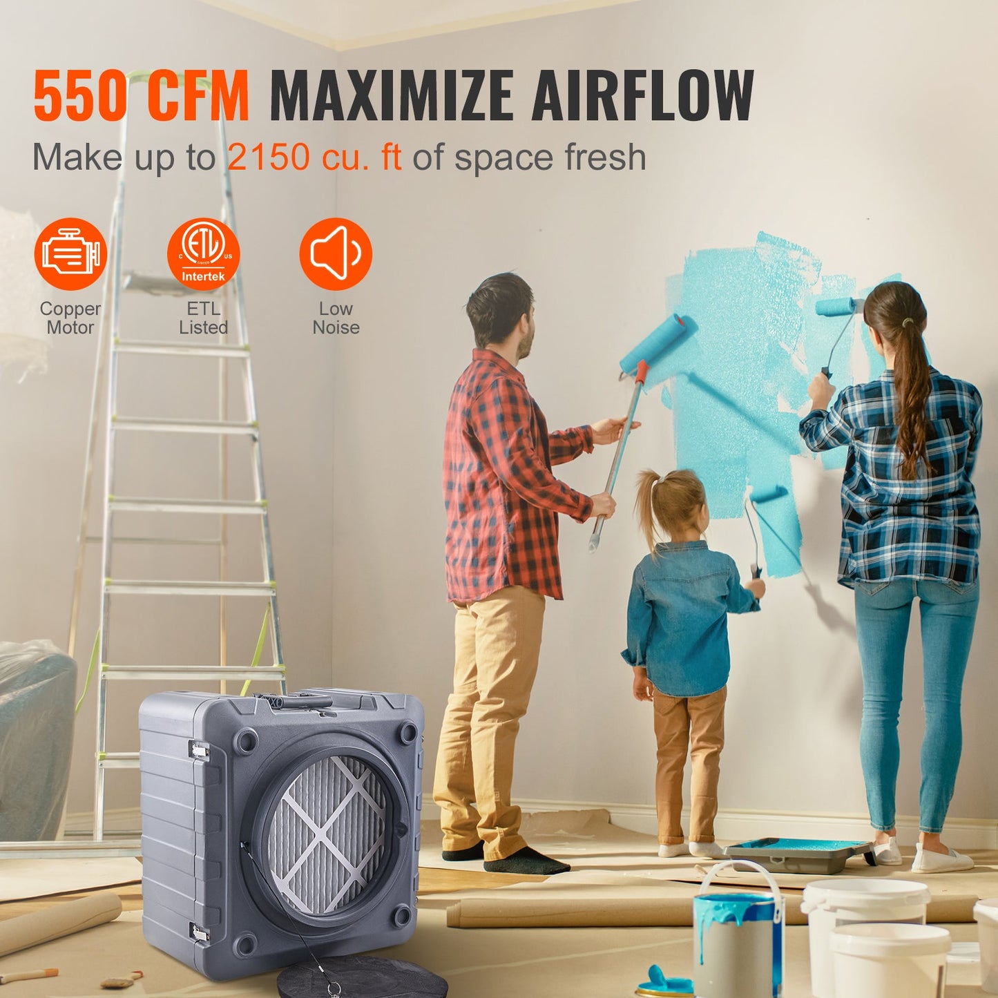 Air Scrubber with 3-Stage Filtration and 550 CFM Airflow