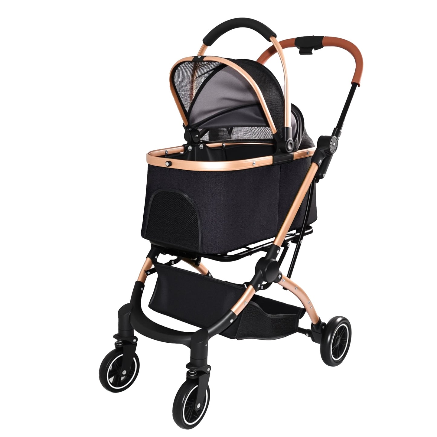 Pet Stroller for Dogs and Cats, 2-in-1 Detachable Foldable Design