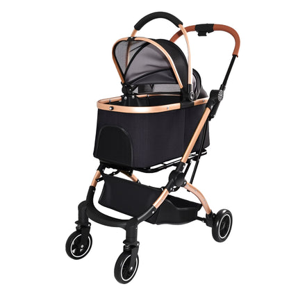 Pet Stroller for Dogs and Cats, 2-in-1 Detachable Foldable Design