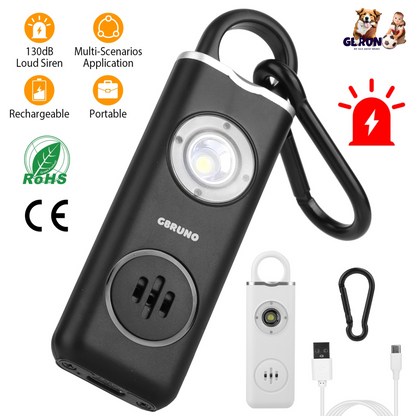 Rechargeable Personal Safety Alarm Portable 130dB Self-defense Siren with Strobe Light LED Light Carabiner Emergency Escape Tool for Women Kids Elderl