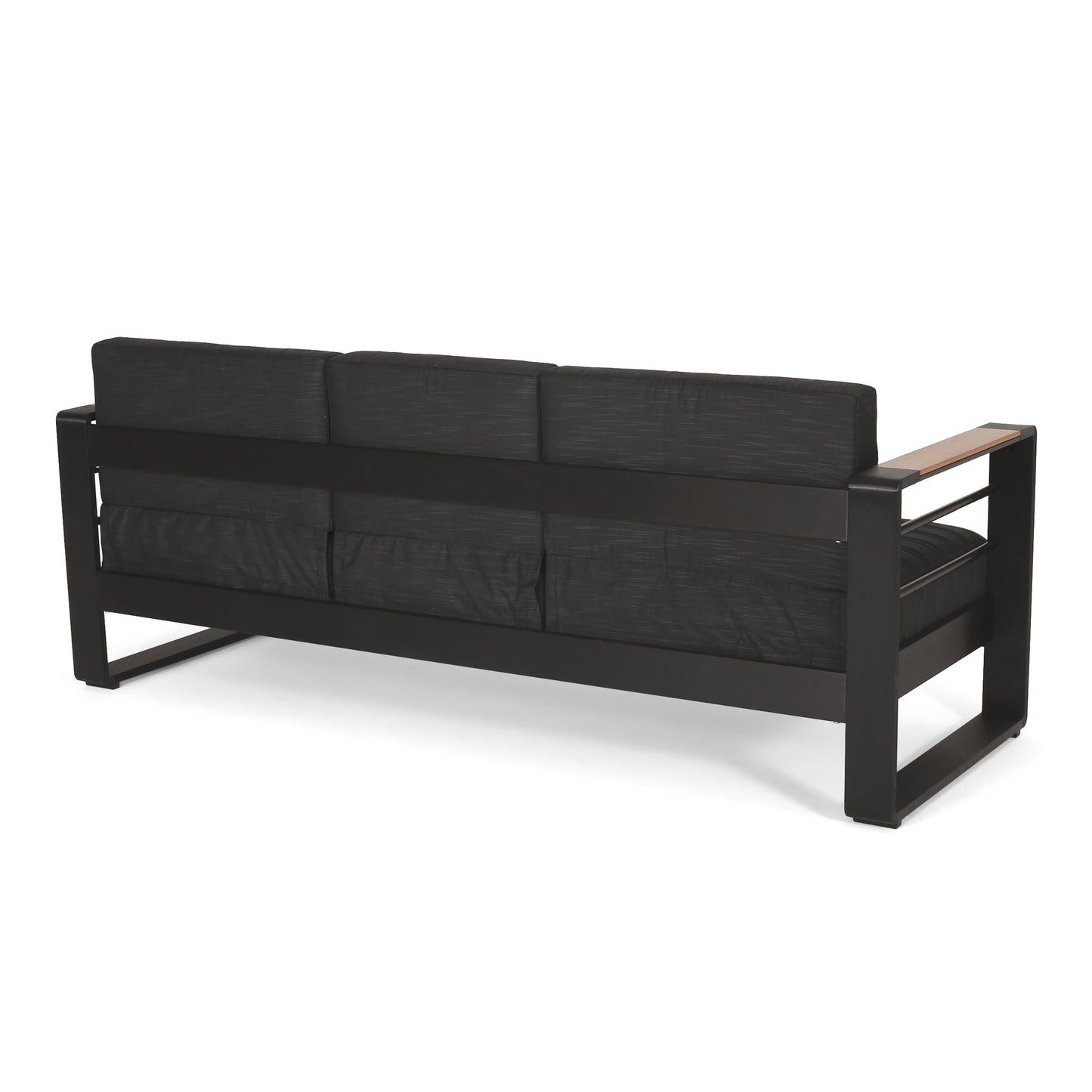 Giovanna 3-Seater Sofa with Aluminum Frame and Water-Repellent Cushions - Black