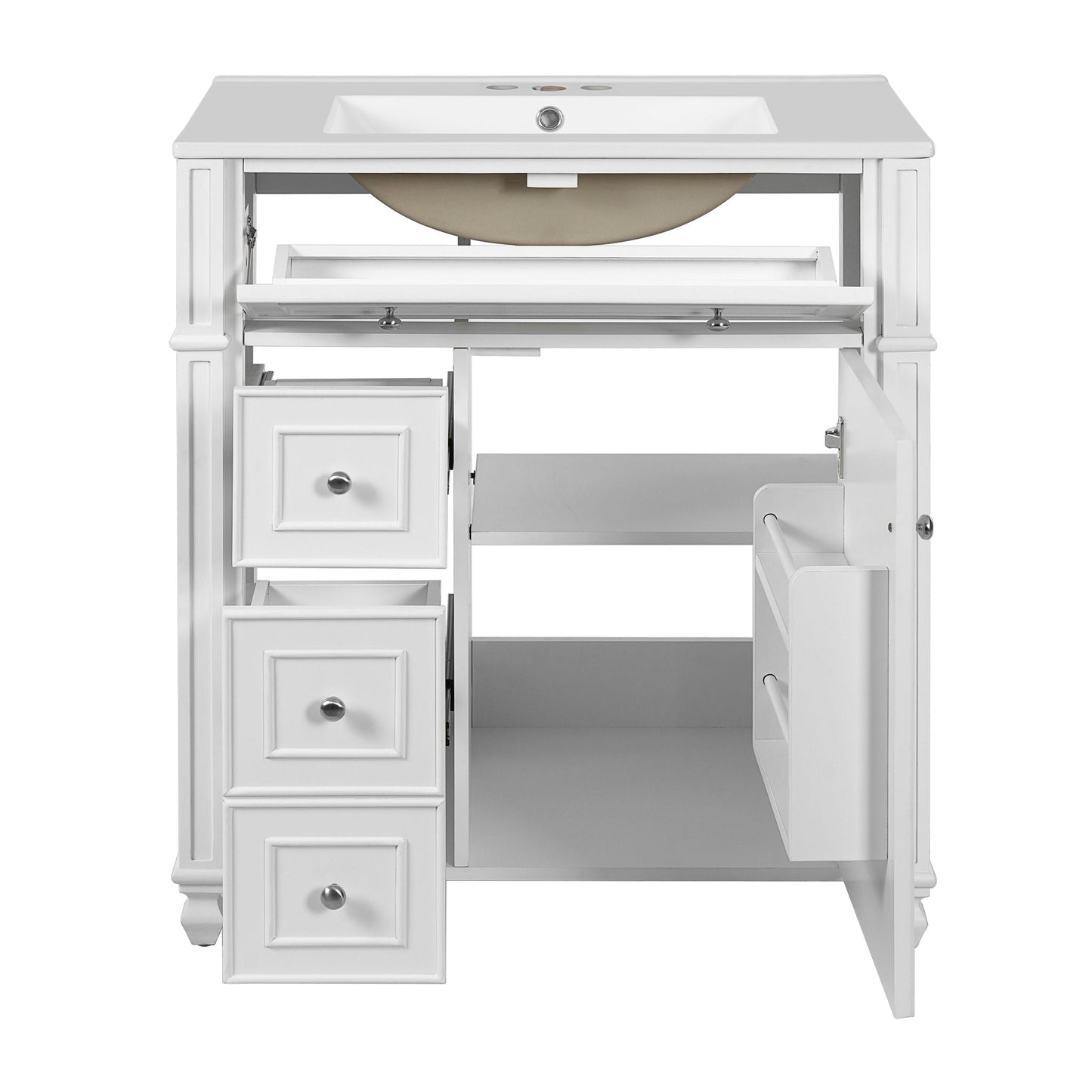 Bathroom Vanity Cabinet With Sink, Soft Close Doors With Door Organizer