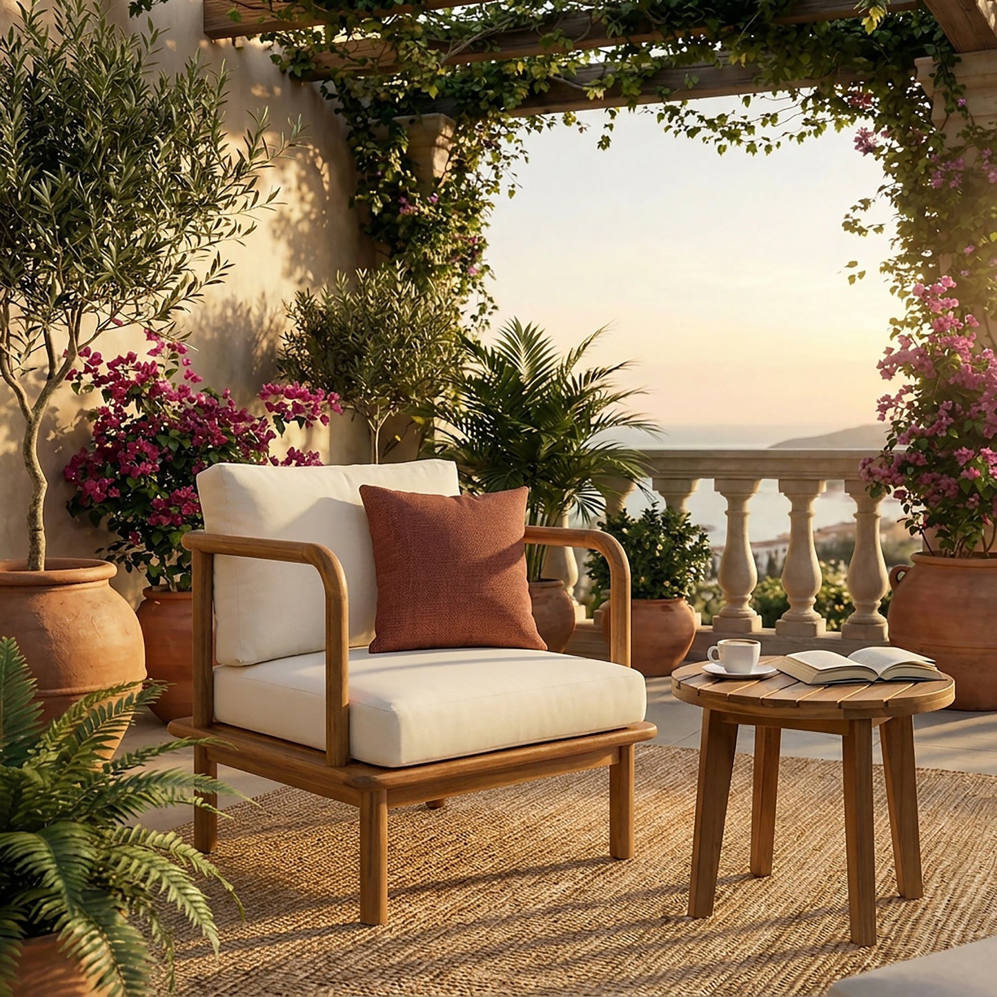 Canape Acacia Club Chair with Water-Repellent Cushion
