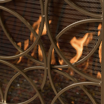 Thayer Single Panel Iron Fireplace Screen with Geometric Design