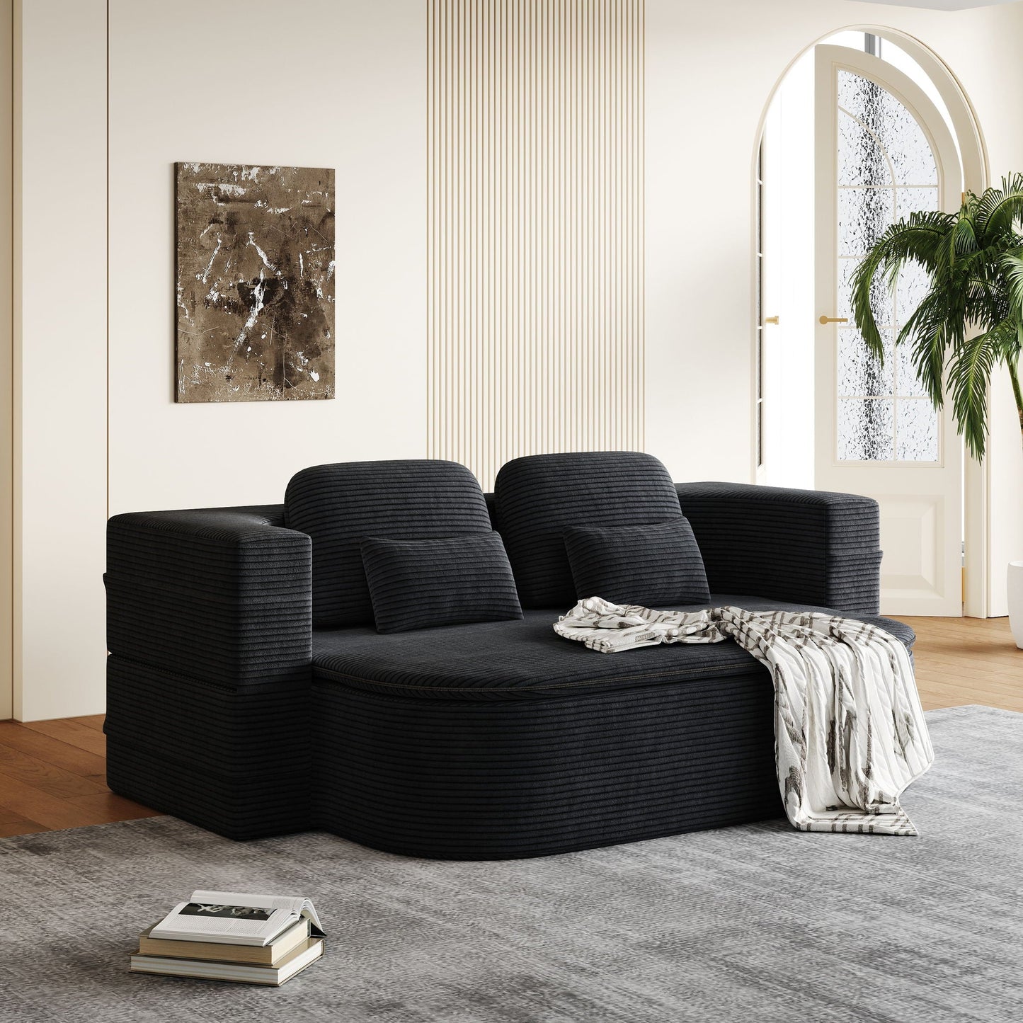 2 In 1 Foldable Sofa Bed With Multi Functional Blanket