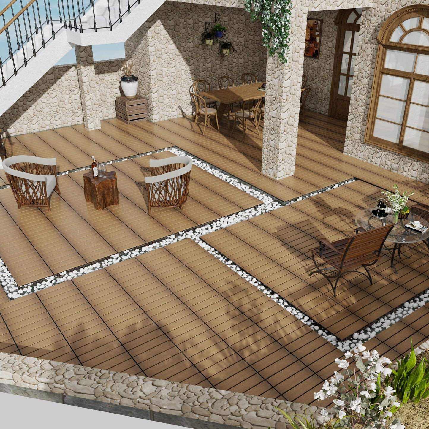Patio Deck Tiles, Pack Of 22