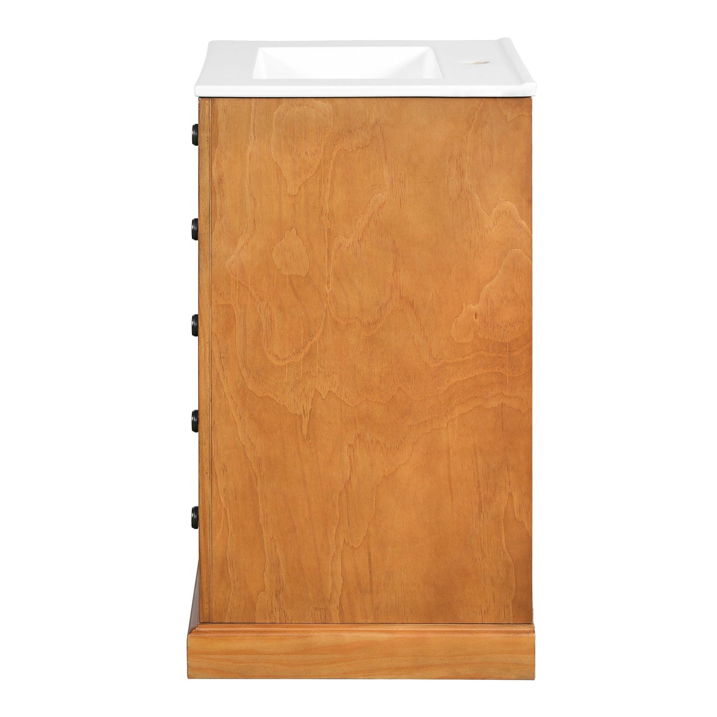 Bathroom Vanity With Integrated Sink, Soft-Closing Door - Natural Wood