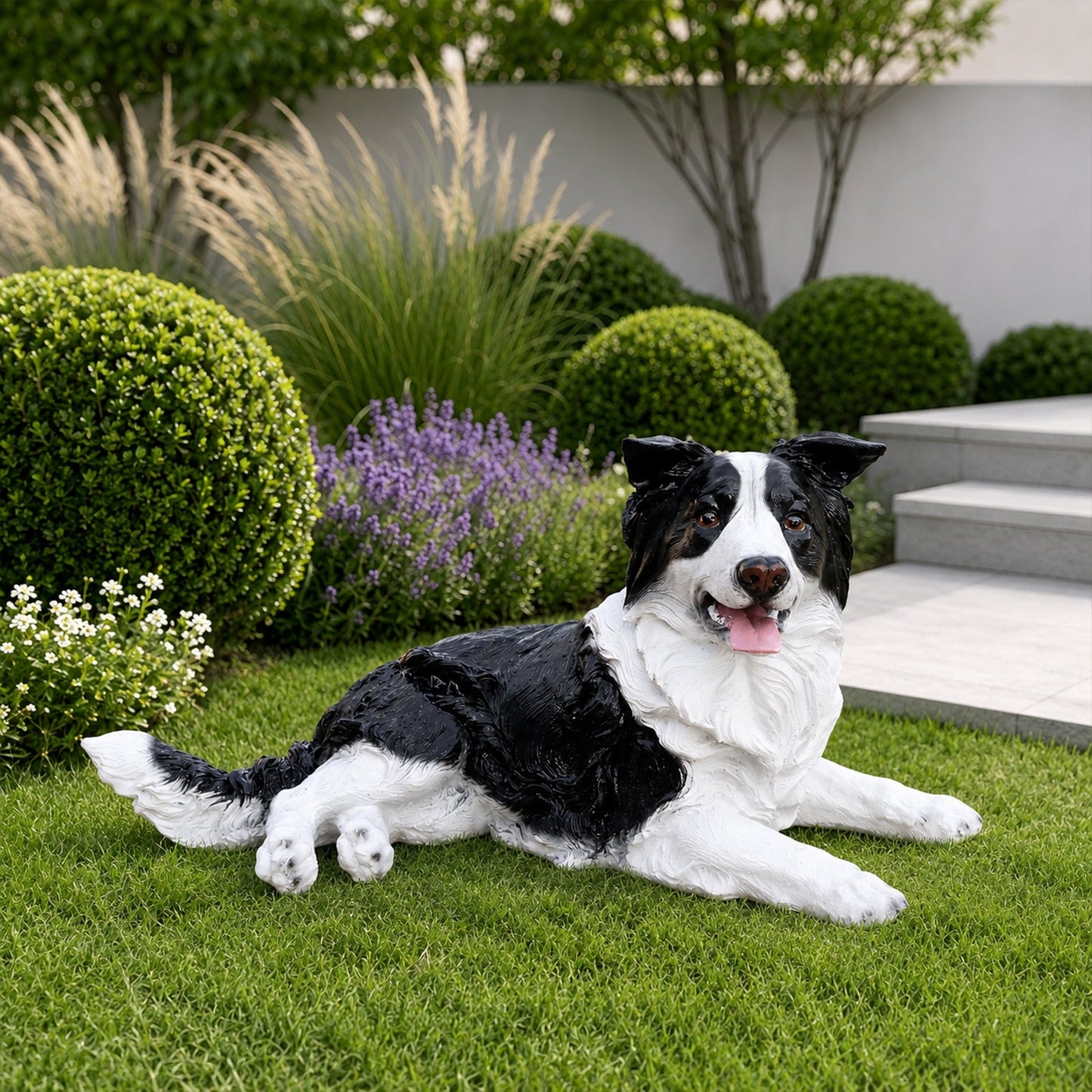 Outdoor Garden Border Collie Dog Statue Greeter
