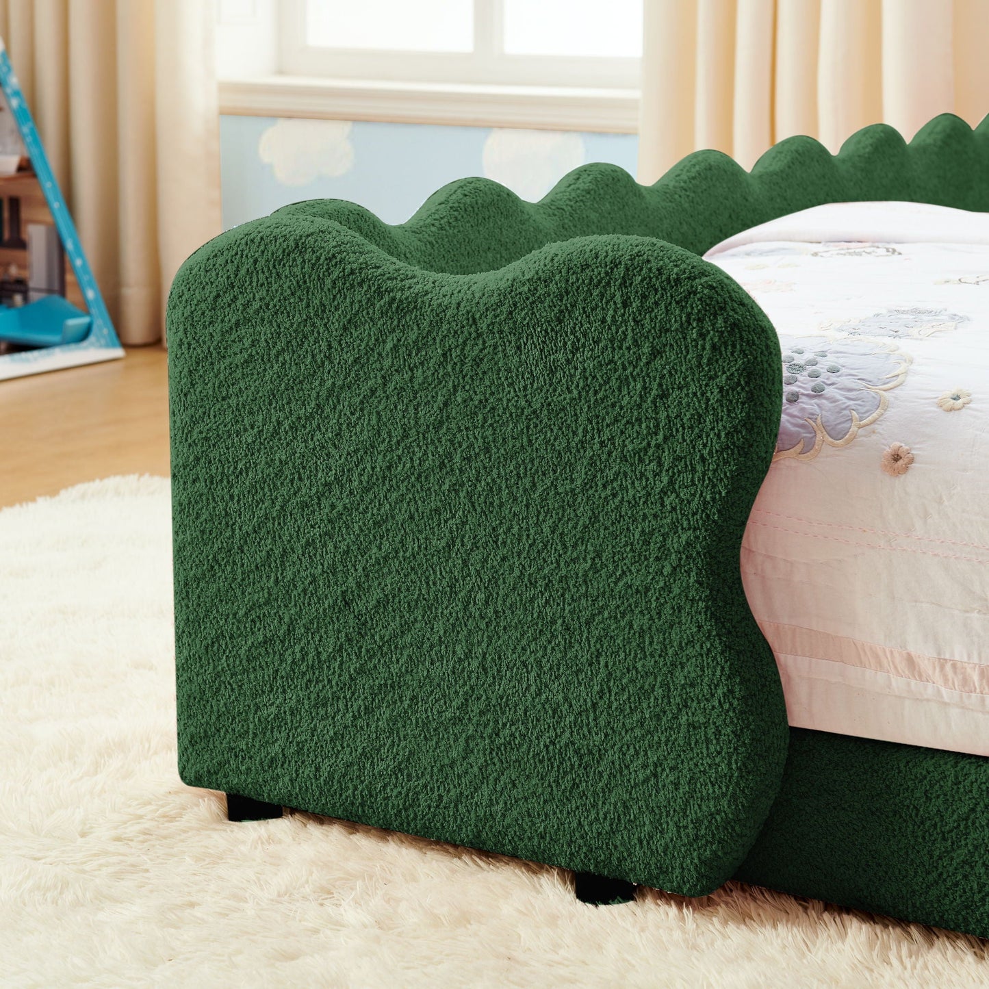 Cute Dinosaur Shaped Bed With Safety Guardrail, Toddler Frame