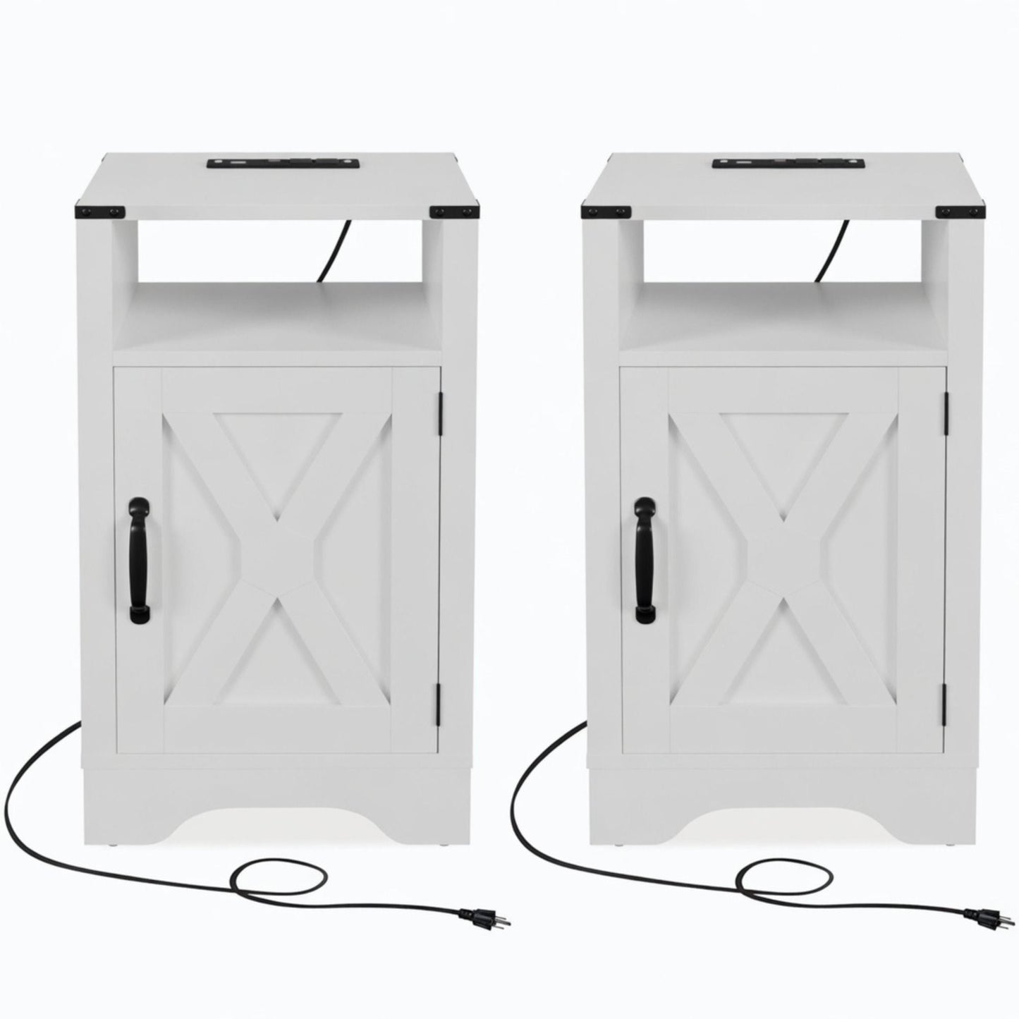 Farmhouse Nightstand, Charging Station & Storage