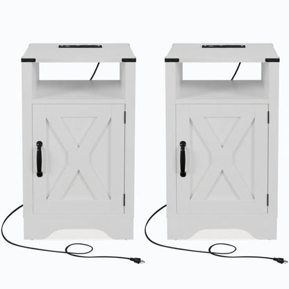 Farmhouse Nightstand, Charging Station & Storage