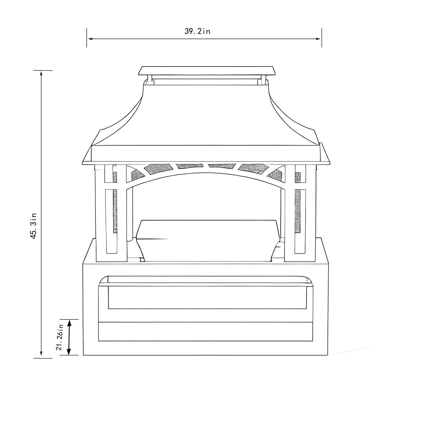 Fireplace, 50000 Btu Fire Pit, Wood Burning Chimney For Outside - Black