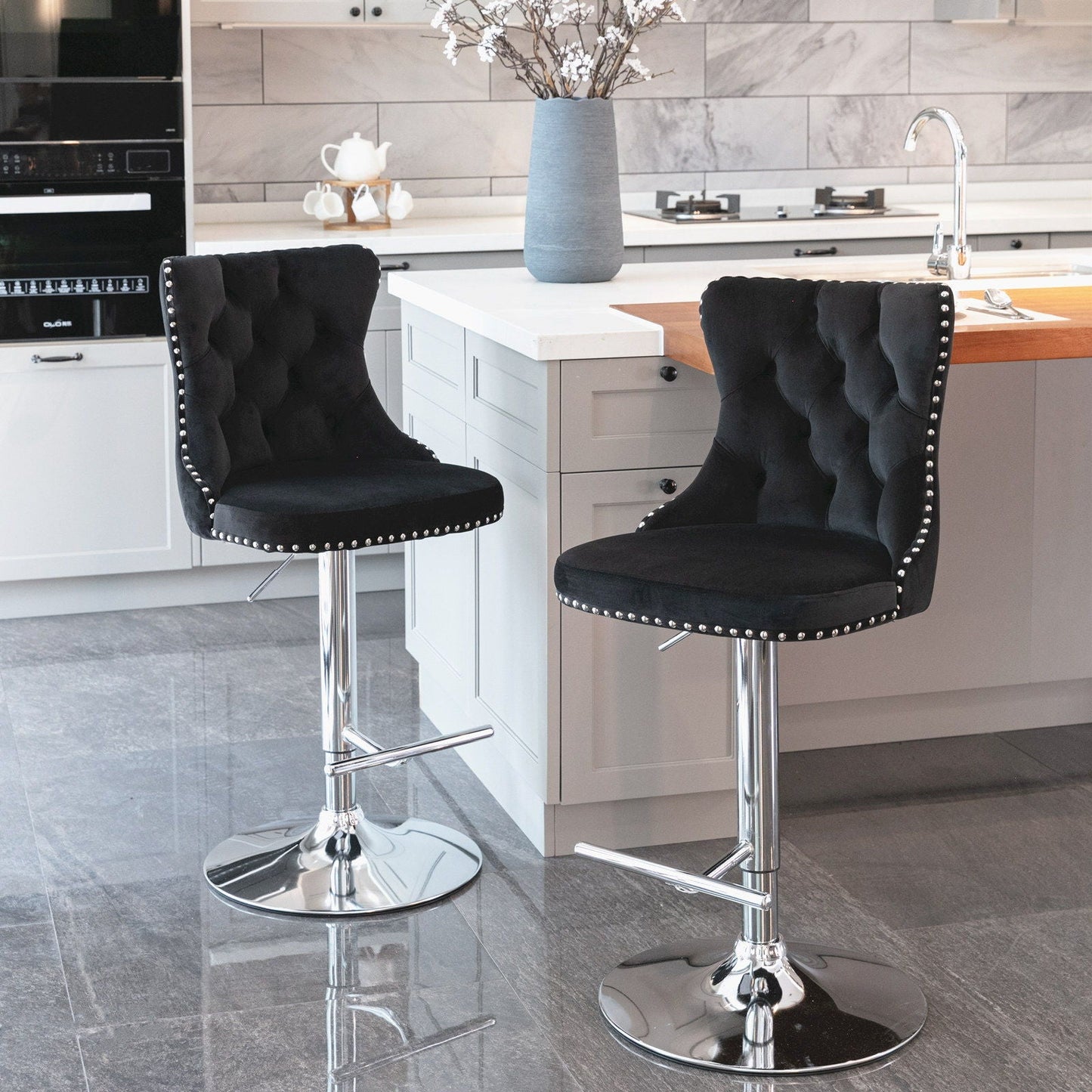 Swivel Adjustable Height Barstools Set of 2