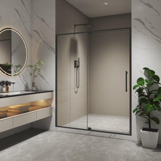 50-54"W x 74"H Pivot Shower Door with Matte Tempered Glass Finish