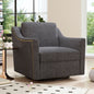 360 Degree Swivel Armchair, Skin Friendly Fabric, Ergonomic Design, Brass Nail Decorative Armchair