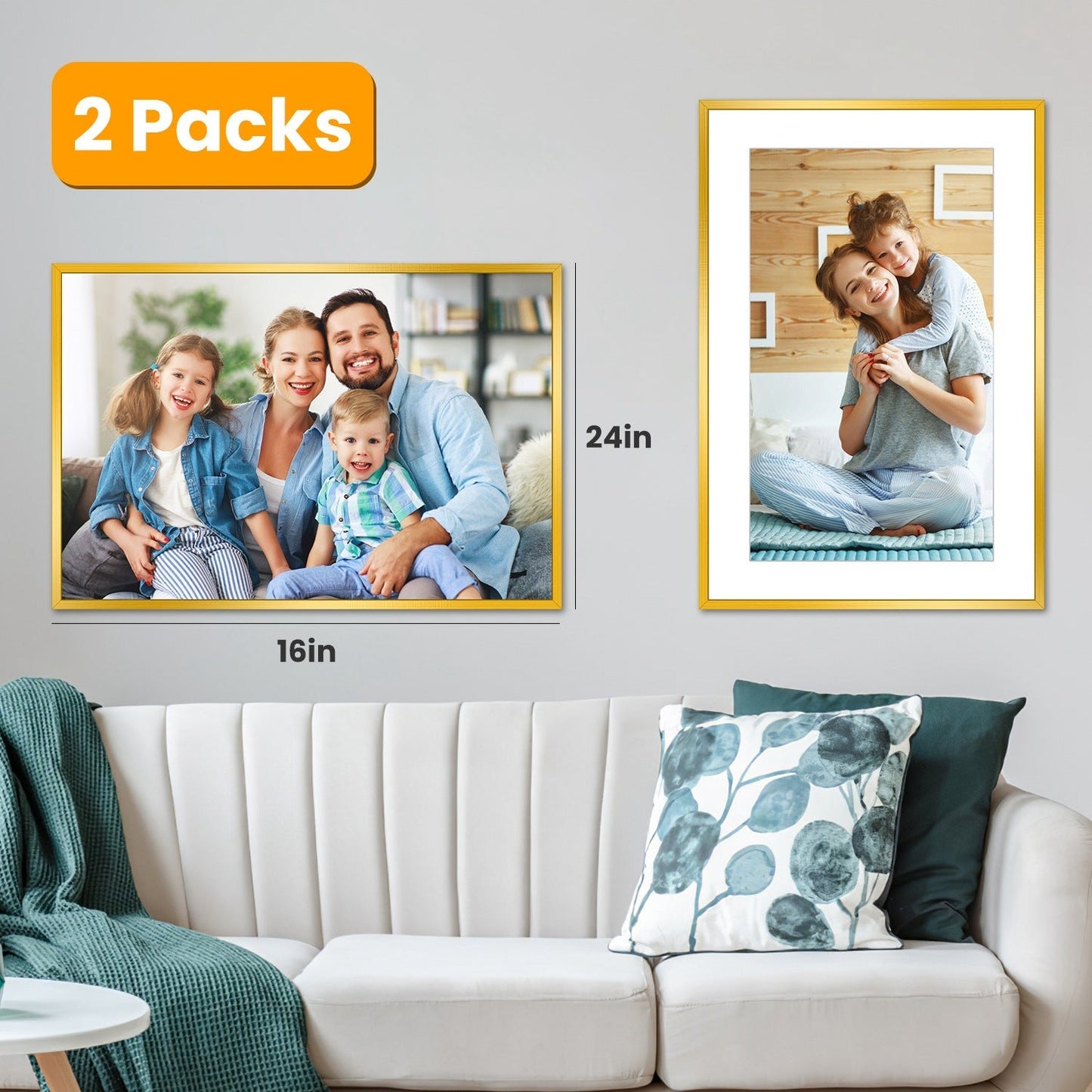 2 Packs 16x24in Picture Frames Wall Gallery Photo Frame Wall Mounted Poster Display Frame  for Horizontal Vertical Wall Mounted