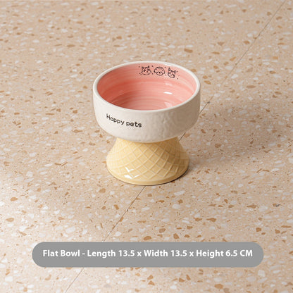 Ceramic High Foot Cat Bowl Neck Protection Not Easy To Knock Over Snack Dish Drinking Water