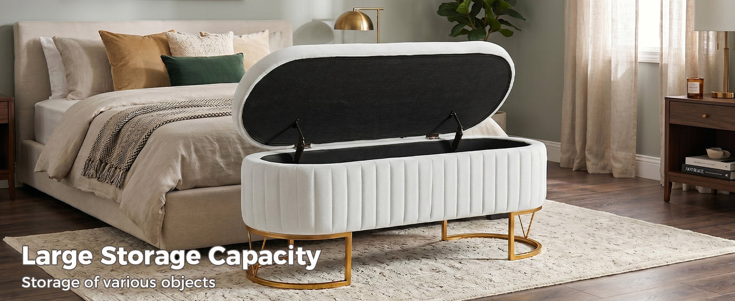 Storage Bench Bedroom Bench with Golden Metal Legs