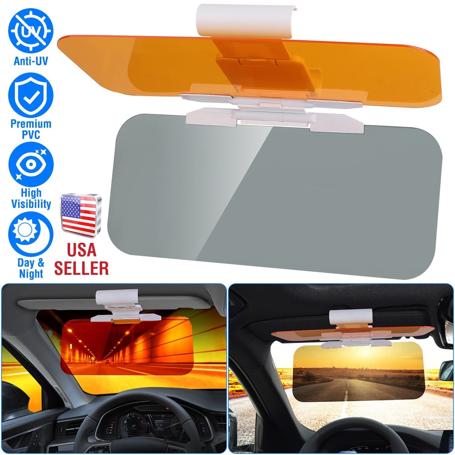 Sun Visor Extender for car 2 in 1 Anti-glare Driving Visor with Adjustable View Angles Day Night Automobile Sun Anti-UV Block Visor for Clearer Vision