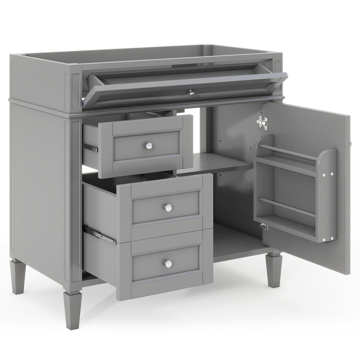 Bathroom Vanity With 2 Drawers And Tip-Out Drawer, Storage Cabinet
