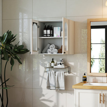 Wall Cabinet with Arched Glass Door and Adjustable Shelves