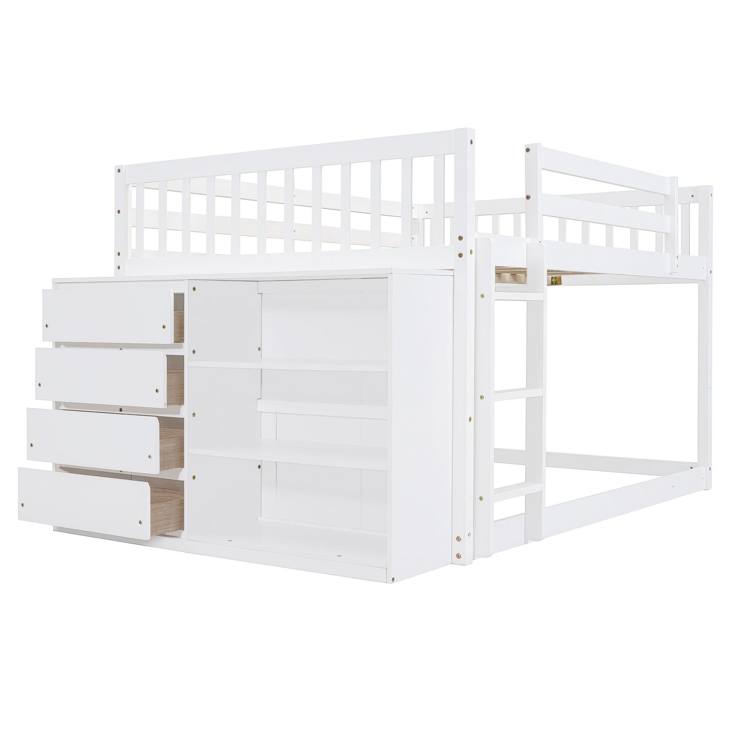 Bunk Bed With 4 Drawers and 3 Shelves