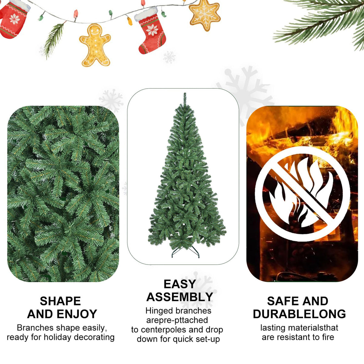 8FT Artificial Christmas Tree with 1136 PVC Tips