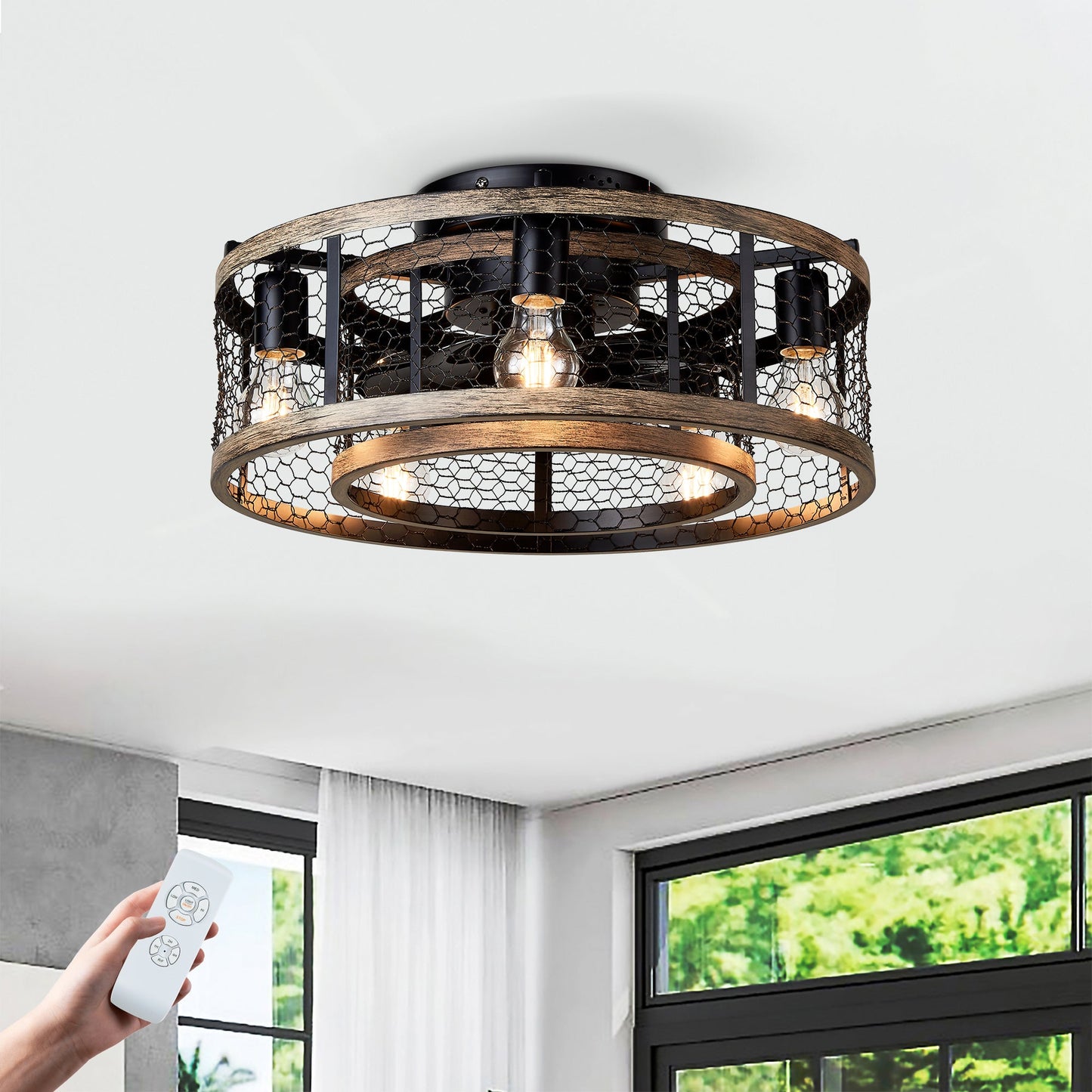 20'' Cage Ceiling Fan With Remote Control