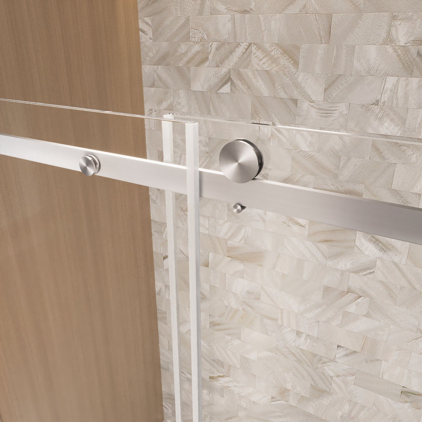 Frameless Single Sliding Shower Door & Handle And Square Tube Track