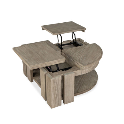 Conrad - Pie Shaped Lift Top Cocktail Table With Casters - Stone Harbor Gray