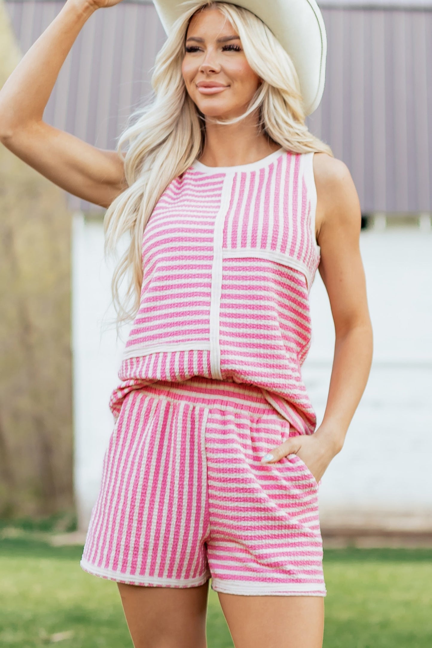 Nala Contrast Trim Casual Tank Set